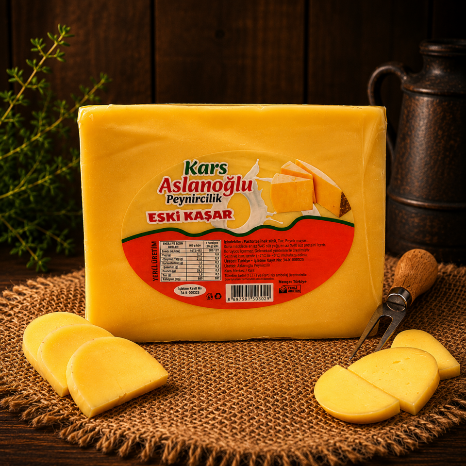 KARS ESKİ KAŞAR PEYNİRİ 2 YILLIK ŞİRDEN MAYALI 500 - 600 gr