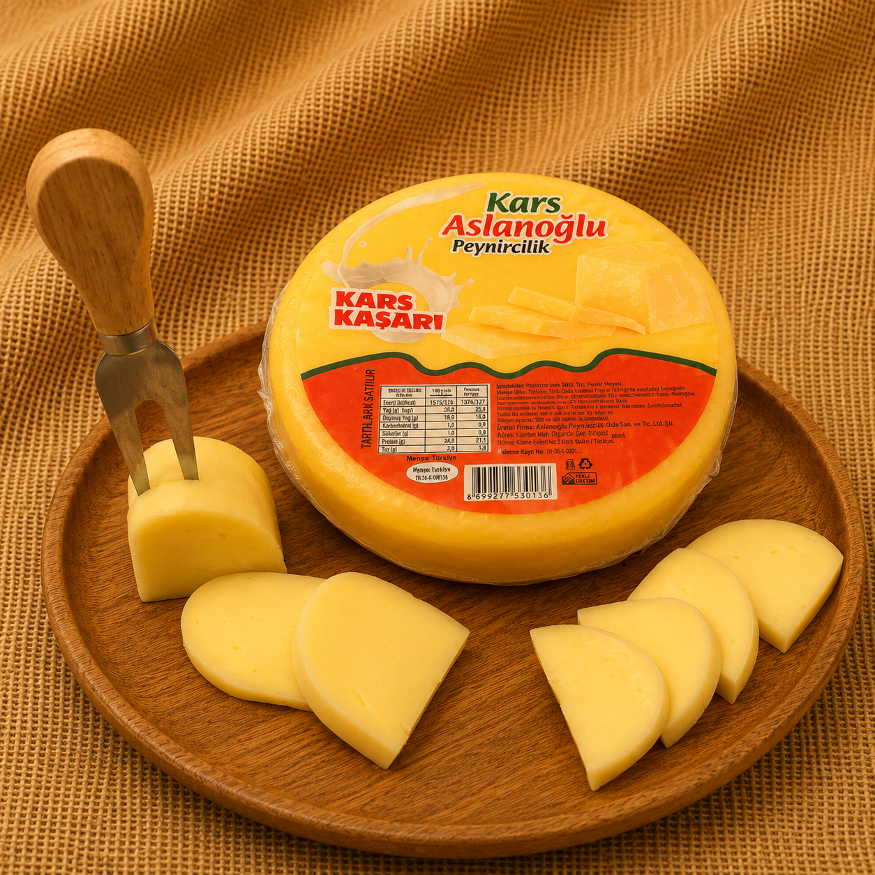KARS TAZE KAŞAR PEYNİRİ ŞİRDEN MAYALI 500 gr