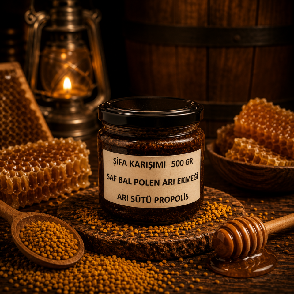 KARIŞIM  SAF BAL POLEN ARI EKMEĞİ ARI SÜTÜ PROPOLİS 500 gr