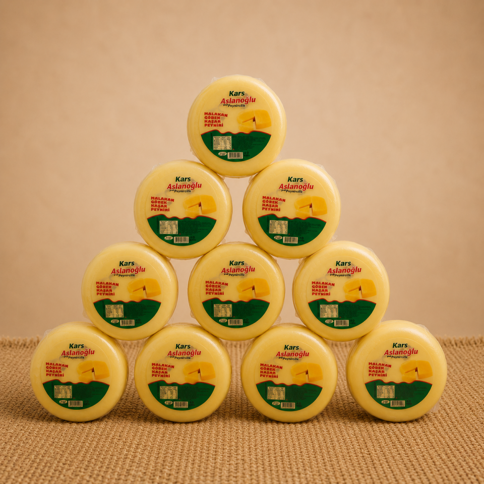 KARS MALAKAN GÖBEK KAŞAR PEYNİRİ ŞİRDEN MAYALI 1 KG 10'lu paket